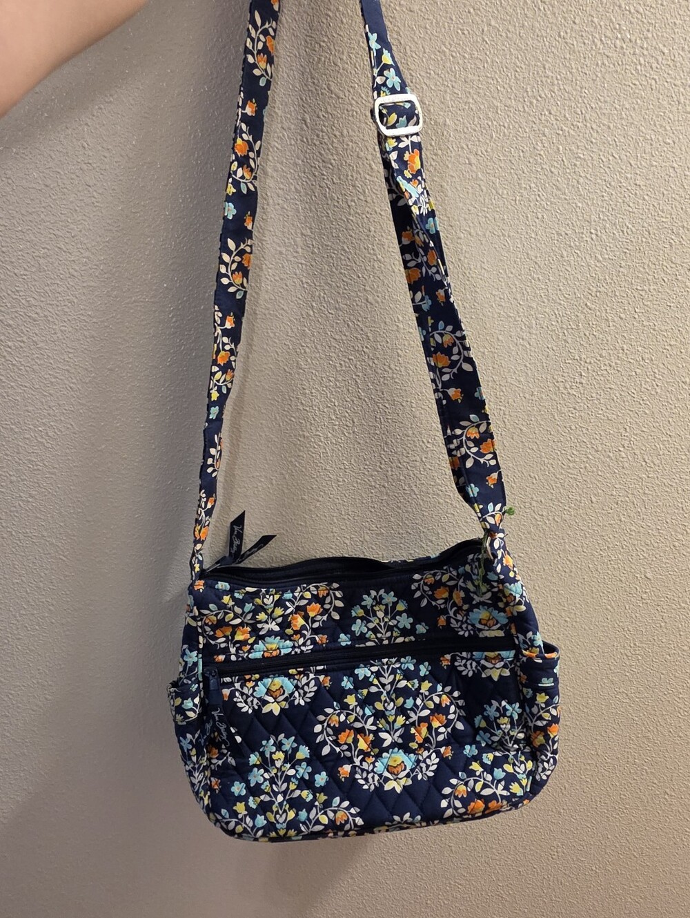 Vera Bradley Navy Floral Quilted Adjustable Crossbody